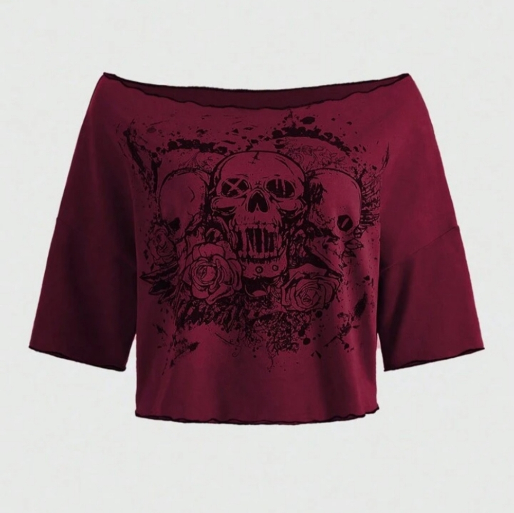 Grunge Punk Skull & Floral Tee